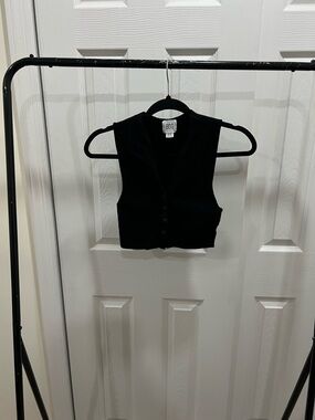 BDG Black Cropped Button Vest